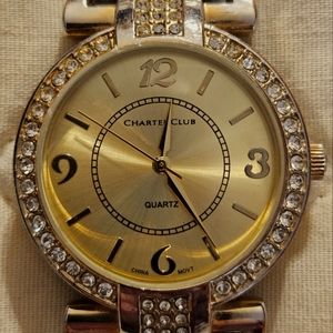 Macy's Charter Club Ladies Goldtone Watch ☆ Gemmed ☆  New Battery ☆